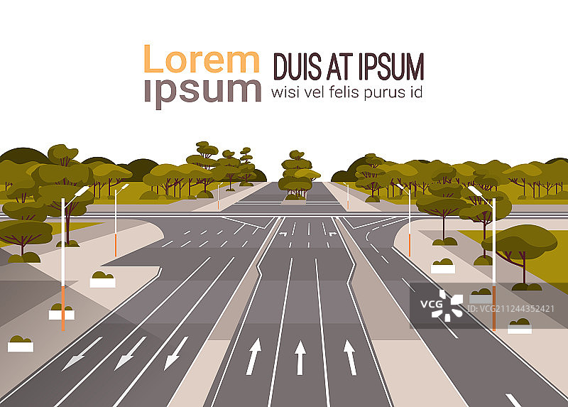 带有道路标记箭头的空旷高速公路沥青路面图片素材