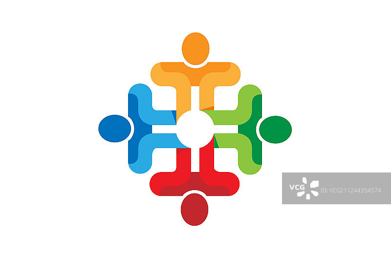 彩色抽象四人标志图片素材