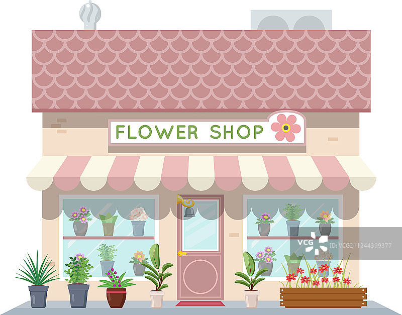 卡通花店建筑绿色自然图片素材