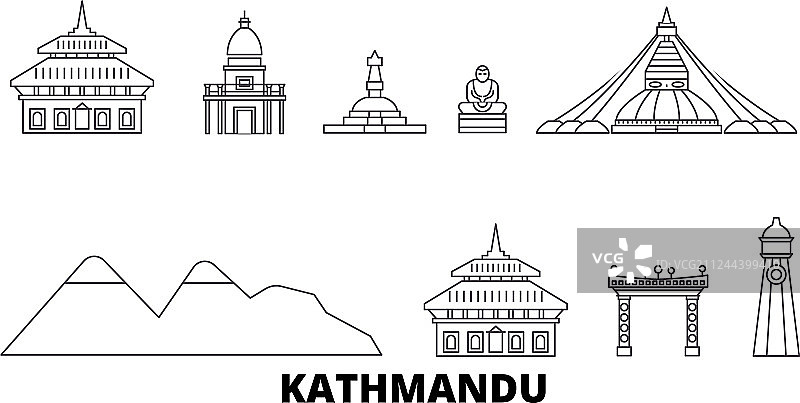 尼泊尔加德满都旅游天际线剪影图片素材