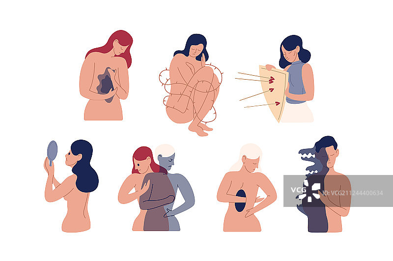 不快乐的年轻男女合集图片素材