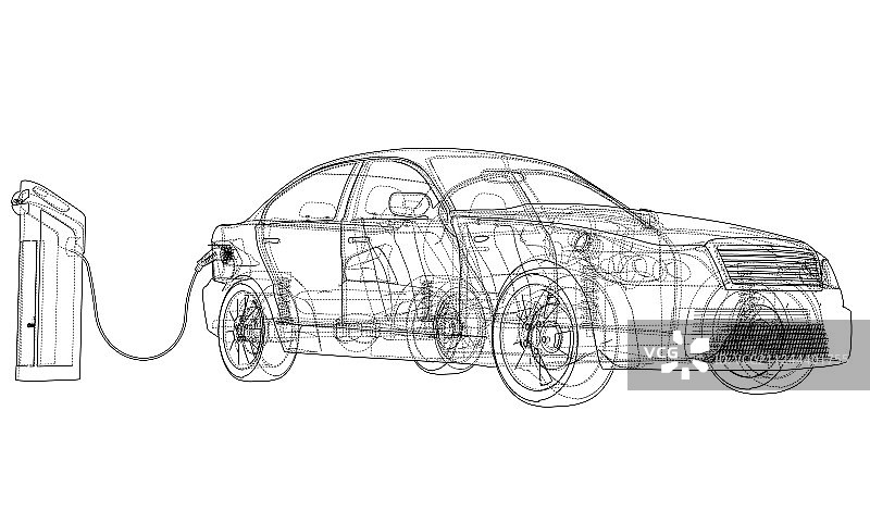 电动汽车充电站草图图片素材