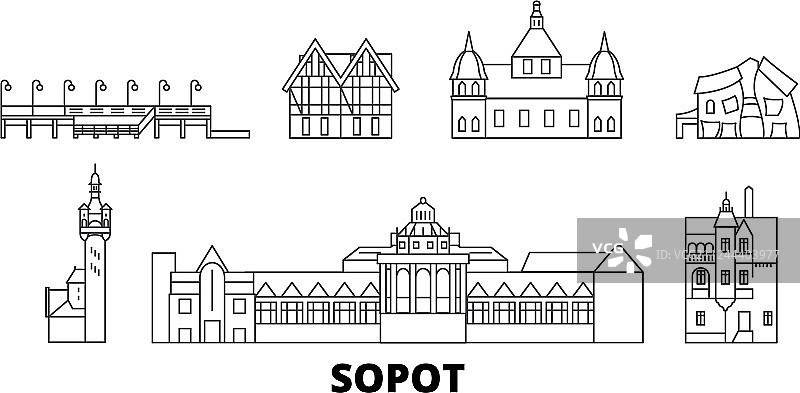 波兰索波特线性旅行天际线图片素材