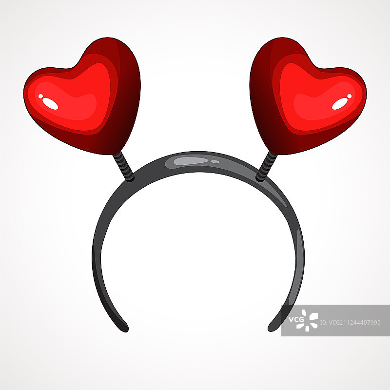 卡通发带与头发上的心形图片素材