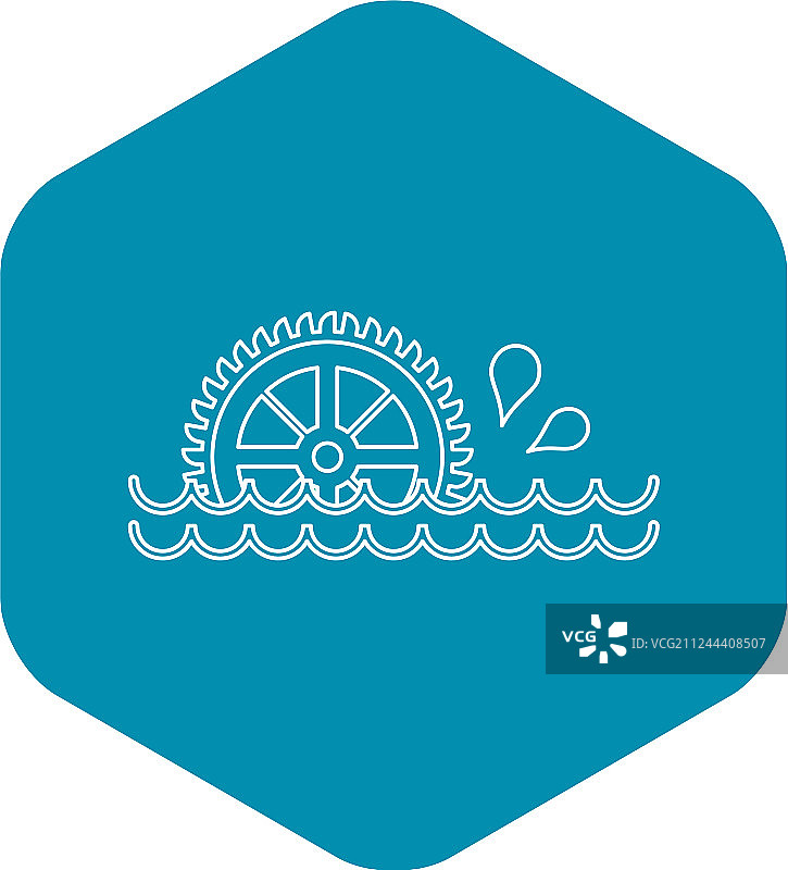 老式水车图标轮廓样式图片素材