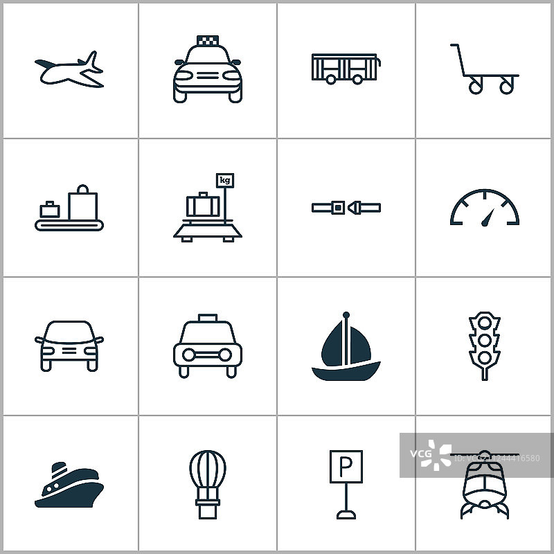 带停车标志的汽车航空运输图标图片素材