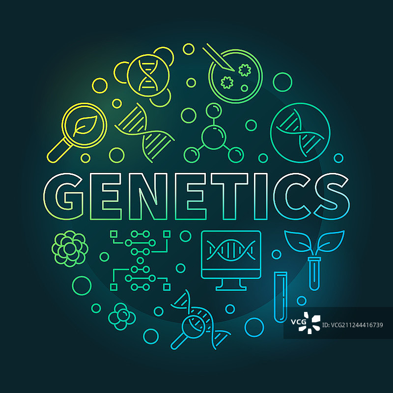 遗传学圆形彩色描边图片素材