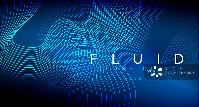 蓝色霓虹灯粒子发光流体波浪线图片素材