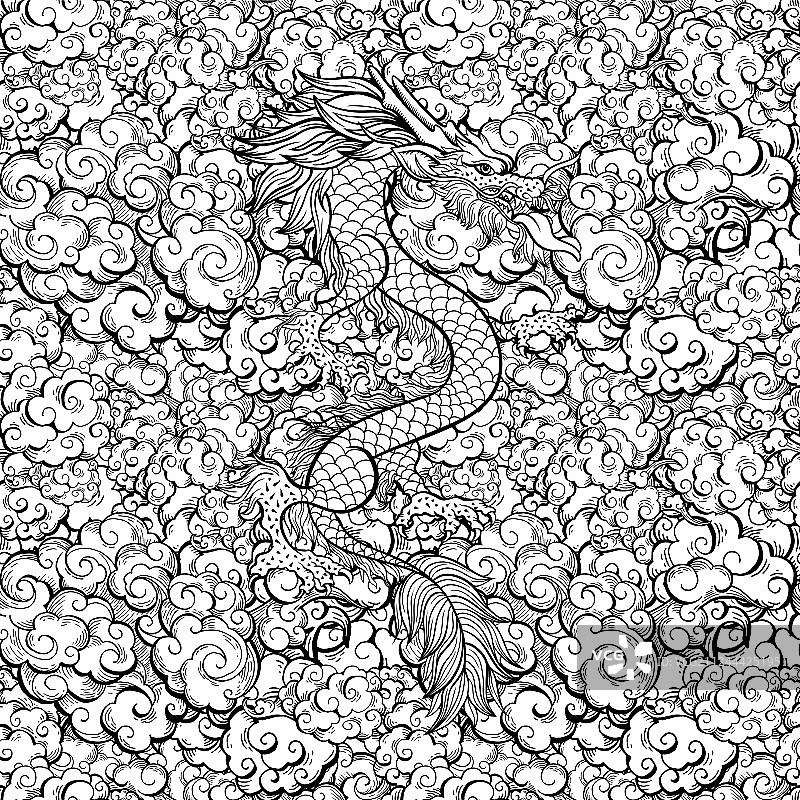 中国传统龙轮廓图片素材