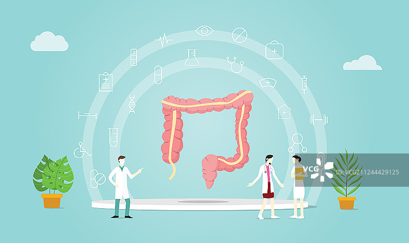 医患交流的人体结肠医疗保健图片素材