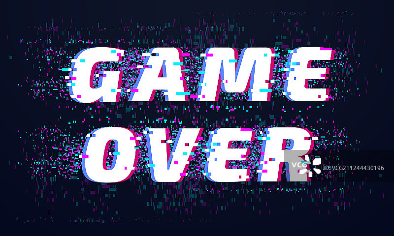 游戏结束屏幕故障电脑视频图片素材