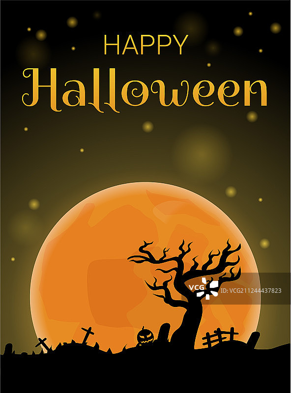 万圣节快乐满月概念背景图片素材