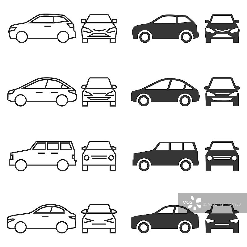 汽车前后侧面线条轮廓图片素材