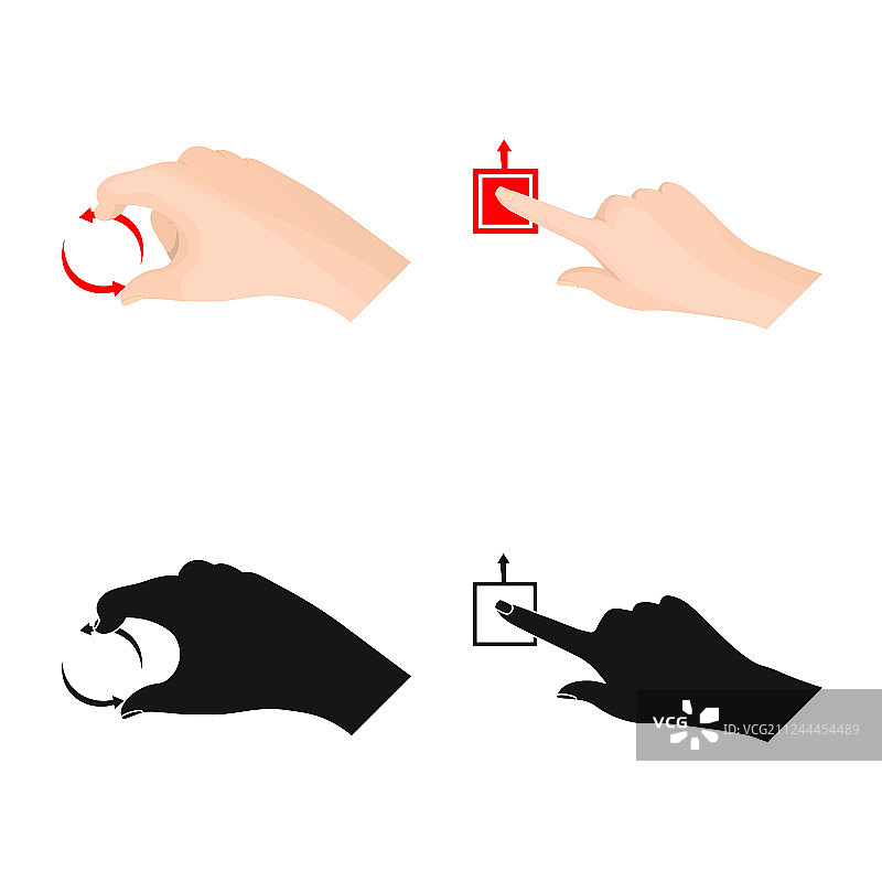 触摸屏和手势标志组合的独立对象图片素材