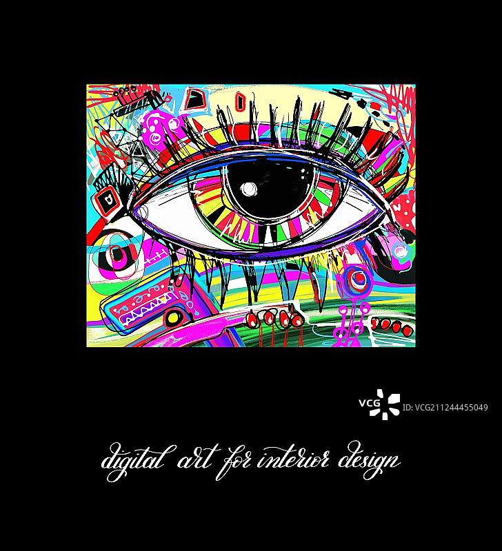 原创现代数字眼睛绘画作品图片素材