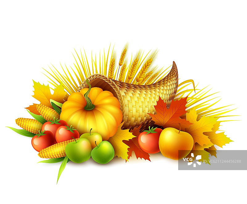 装满食物的感恩节聚宝盆图片素材