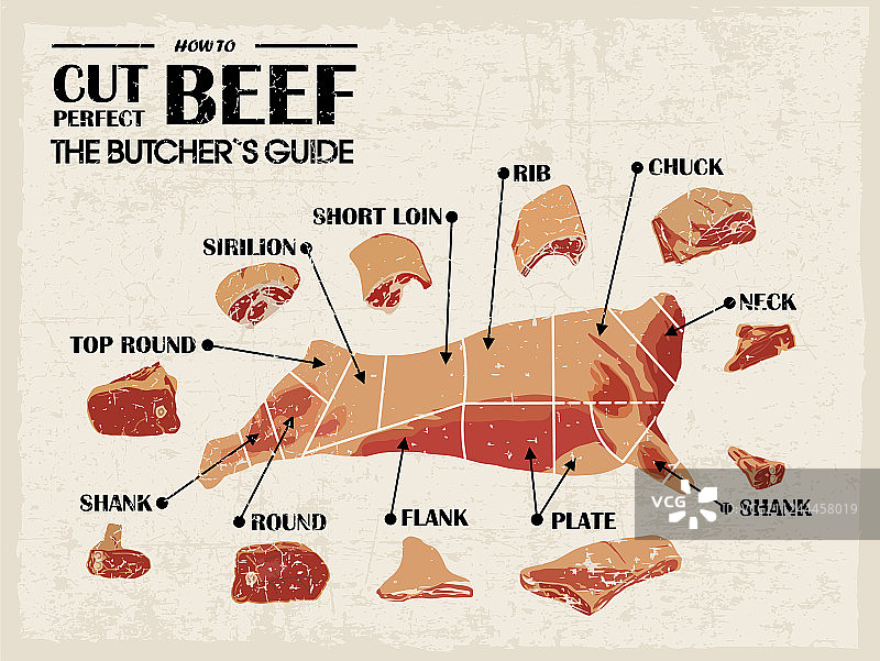 复古奶牛屠宰图解图片素材