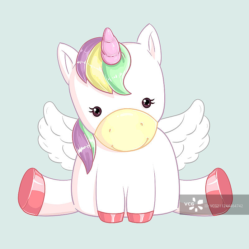 带翅膀的可爱彩虹独角兽图片素材