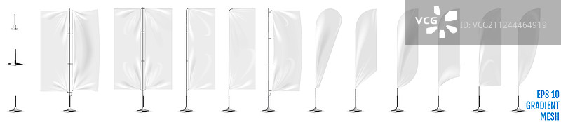 逼真白色banner旗帜3D模型图片素材