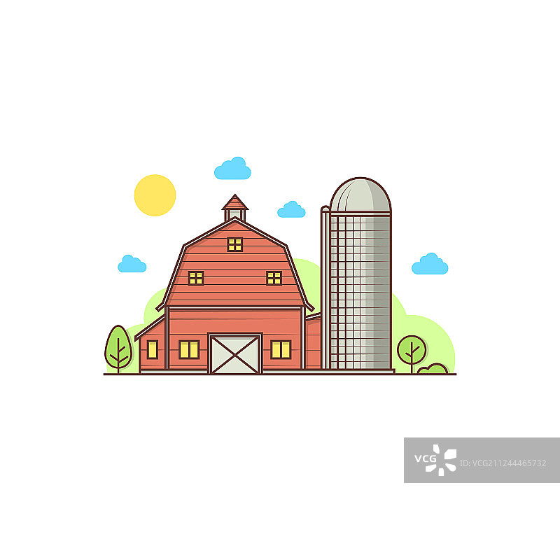 细线条美国农场图标图片素材