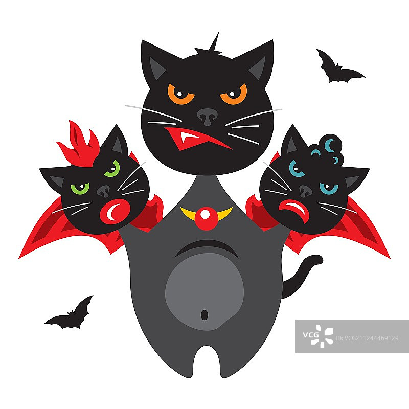 万圣节三头龙猫卡通图片素材