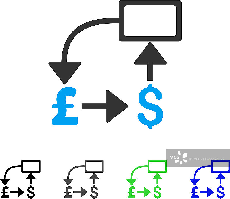 英镑美元流程图扁平图标图片素材