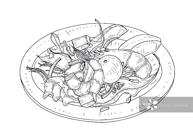 美味海鲜蔬菜沙拉图片素材