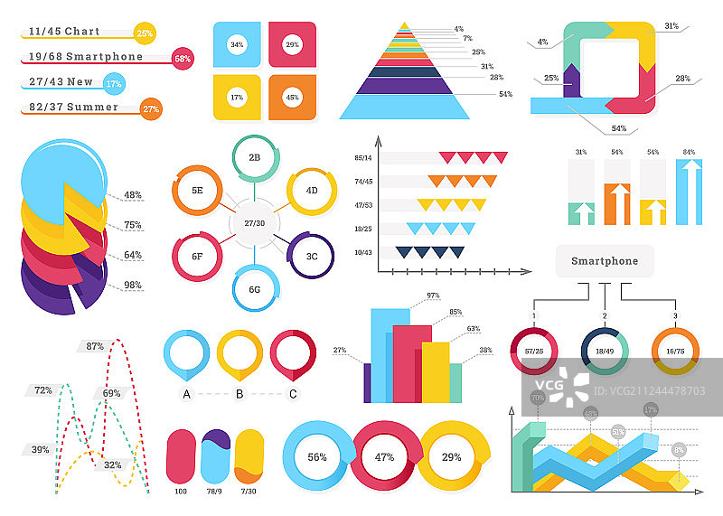 实用信息图表元素（柱状图）图片素材
