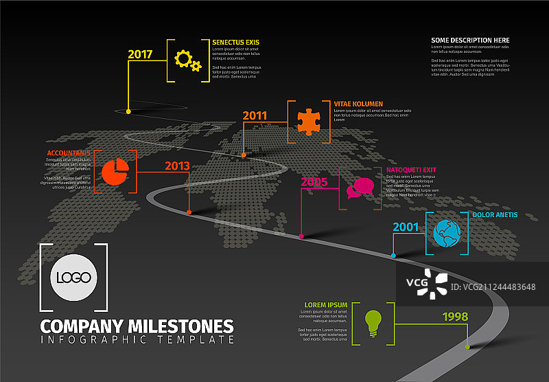 公司里程碑时间轴模板图片素材