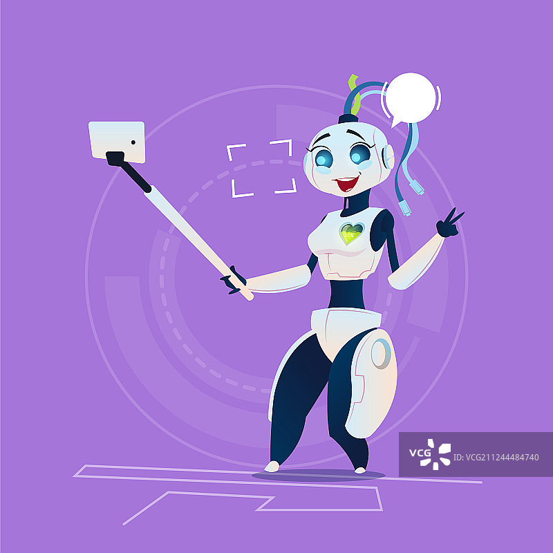 可爱的女性机器人自拍图片素材