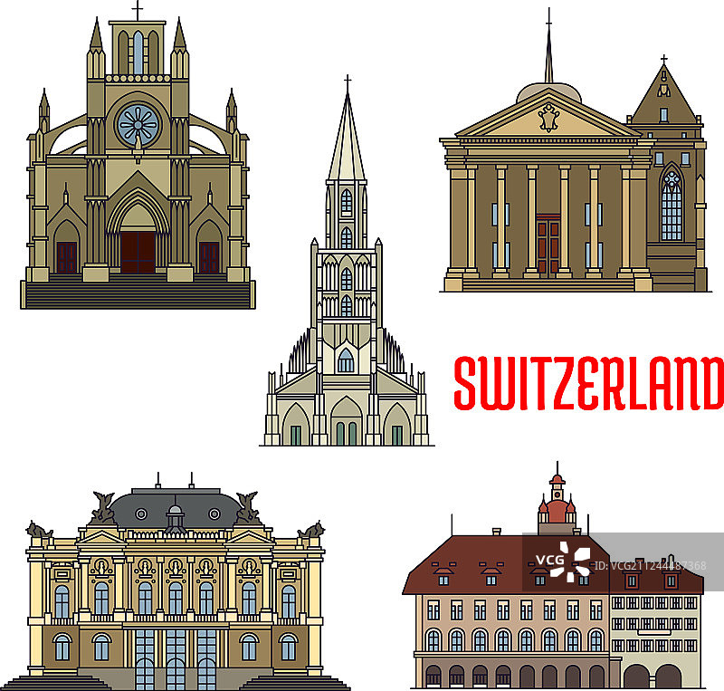瑞士的历史建筑与景点图片素材
