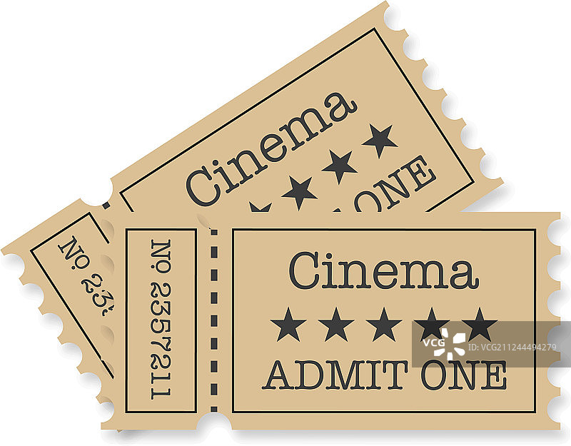 白色背景上的电影票阴影图片素材