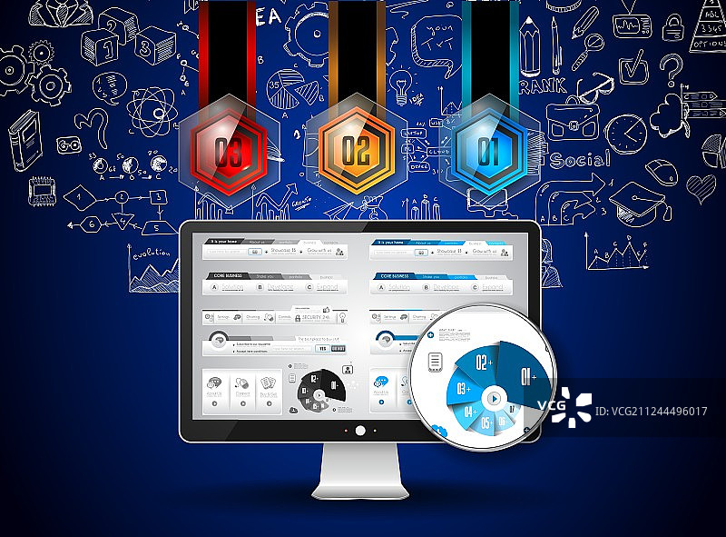 干净的信息图表布局模板的数据和图片素材
