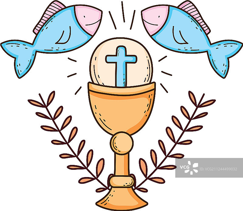 带有鱼的神圣圣杯图片素材