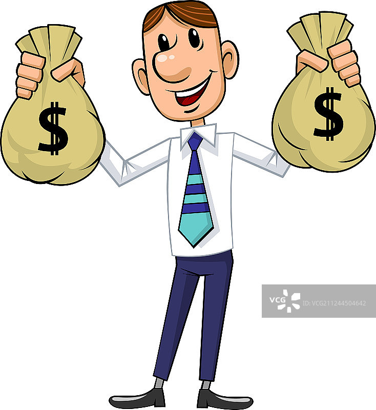 拿着现金袋的商人图片素材