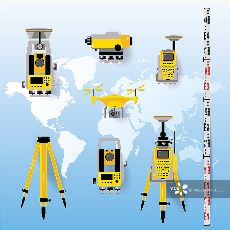 大地测量设备工程图标图片素材
