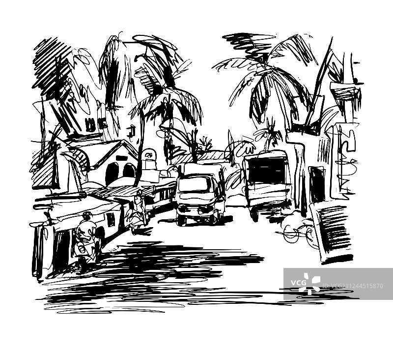 原创印度黑白数字绘画图片素材