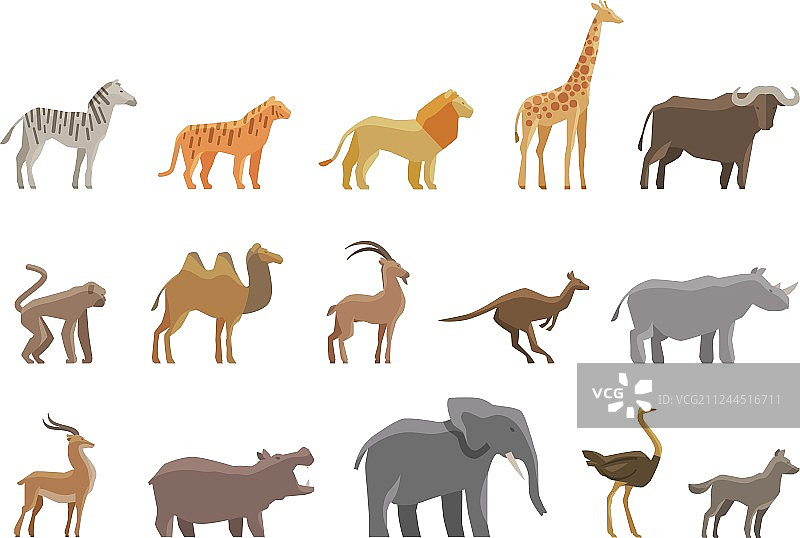 动物彩色图标和符号图片素材