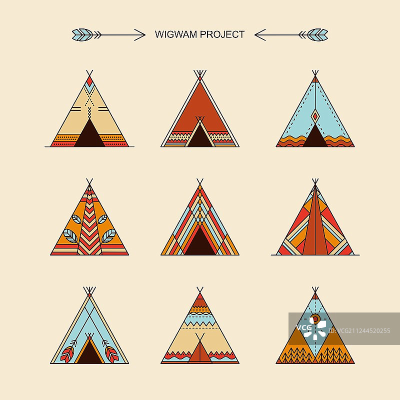 带装饰元素的圆锥形帐篷图片素材