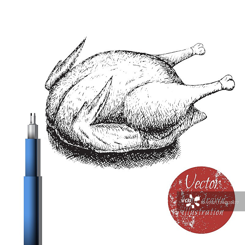 烤鸡，白色背景图片素材