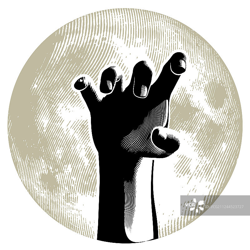 背景满月下的僵尸手图片素材