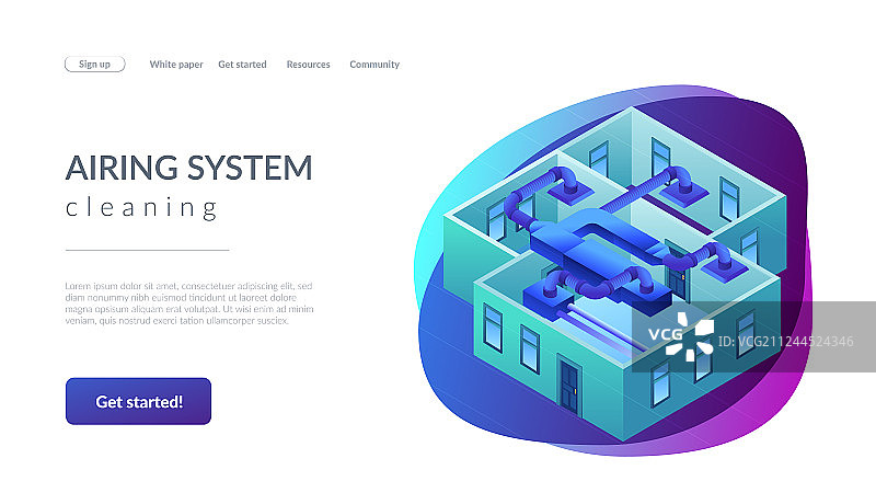 2.5D通风系统概念着陆页图片素材
