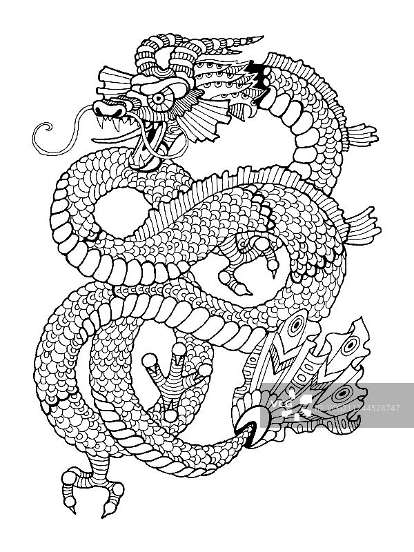 成人龙涂色书图片素材
