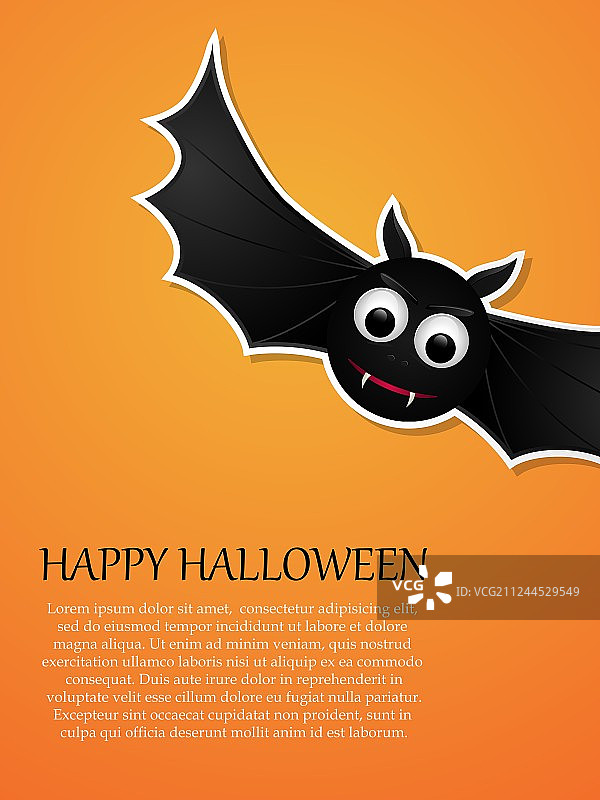 万圣节快乐橙色背景与飞蝙蝠图片素材