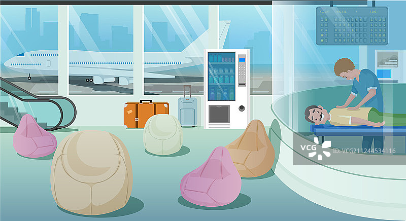 机场候车室服务卡通图片素材