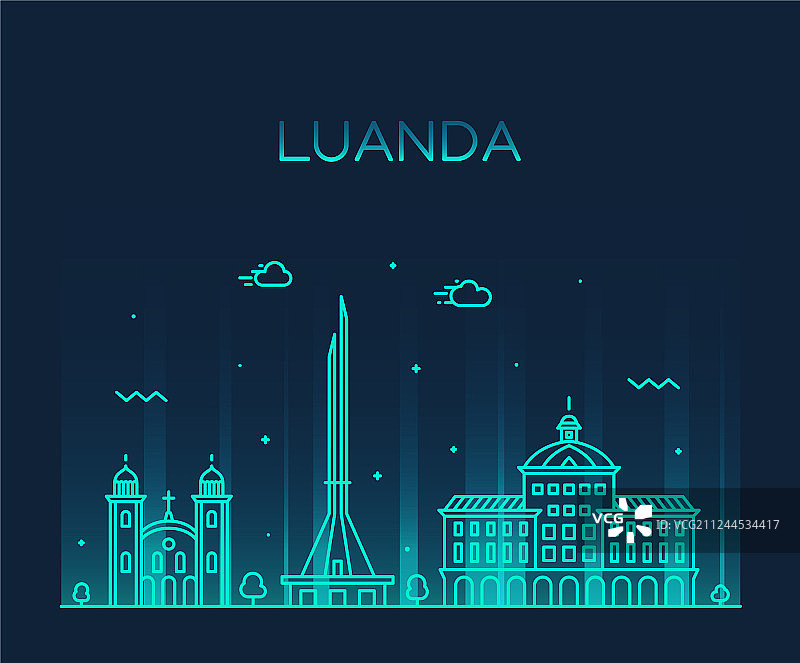 罗安达城市天际线线性风格图片素材