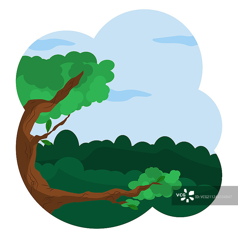 阳光明媚的森林卡通图形图片素材