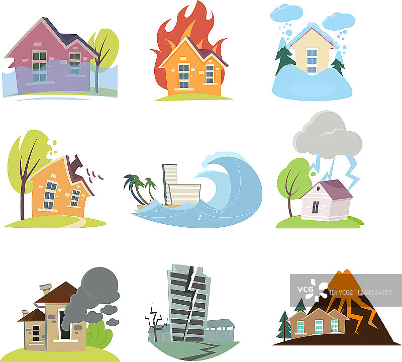 一组孤立户外自然灾害图片素材