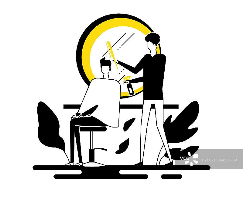 彩色扁平风格理发店设计图片素材