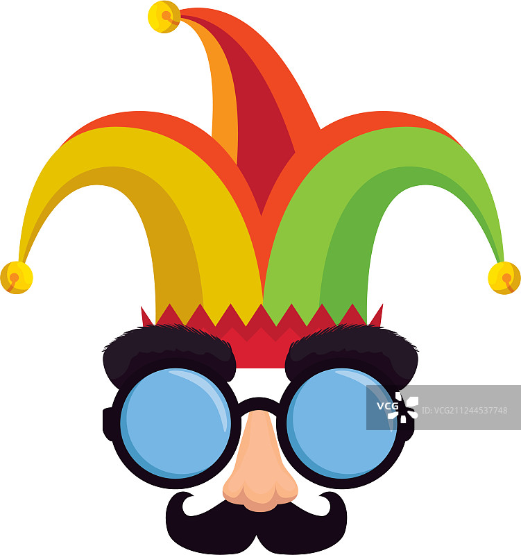 愚人节面具眼镜和小丑帽图片素材